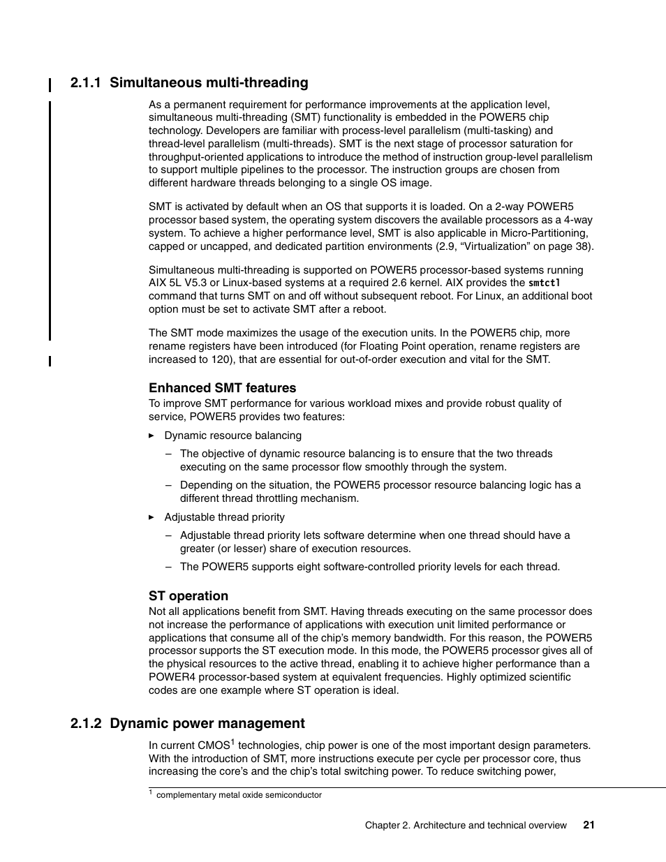 1 simultaneous multi-threading, 2 dynamic power management | IBM P5 570 User Manual | Page 33 / 82