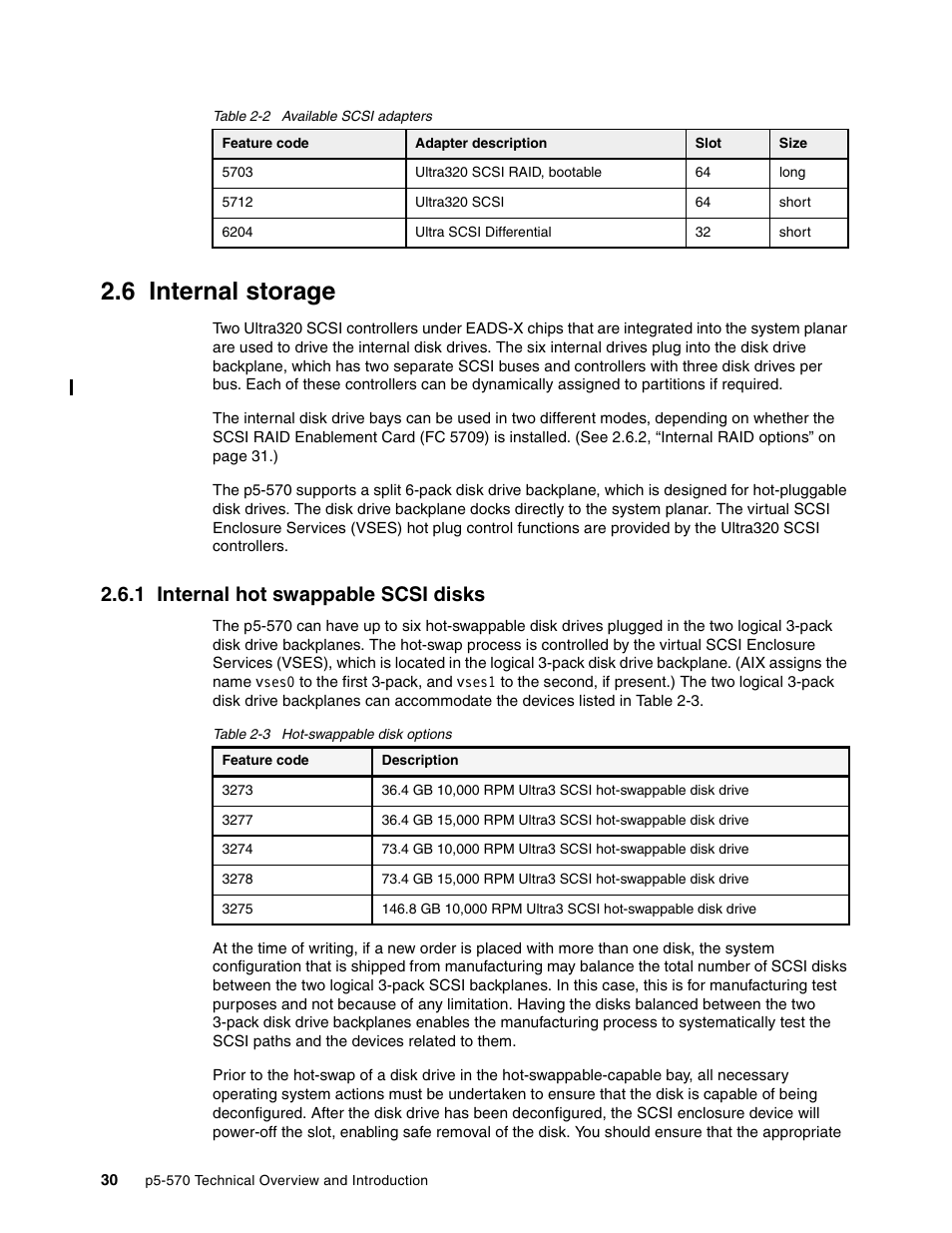 6 internal storage, 1 internal hot swappable scsi disks | IBM P5 570 User Manual | Page 42 / 82