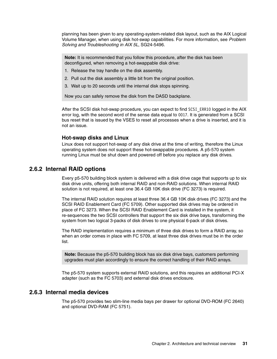 2 internal raid options, 3 internal media devices | IBM P5 570 User Manual | Page 43 / 82