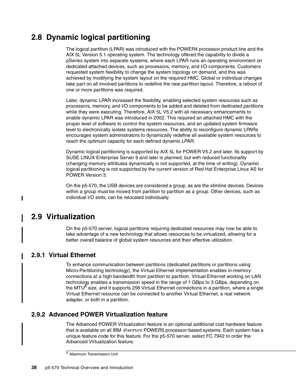 8 dynamic logical partitioning, 9 virtualization, 1 virtual ethernet | 2 advanced power virtualization feature, 8 dynamic logical partitioning 2.9 virtualization | IBM P5 570 User Manual | Page 50 / 82