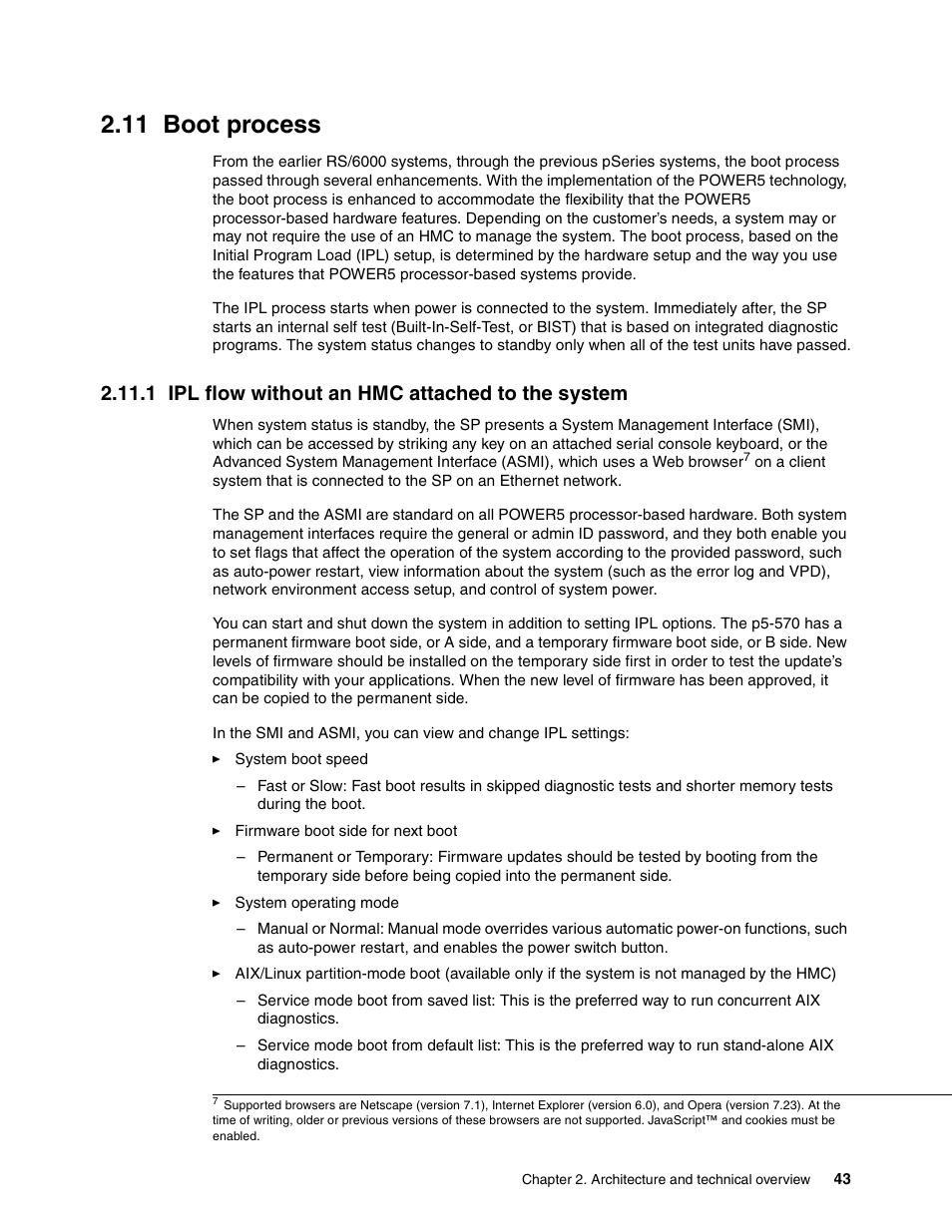 11 boot process, 1 ipl flow without an hmc attached to the system | IBM P5 570 User Manual | Page 55 / 82