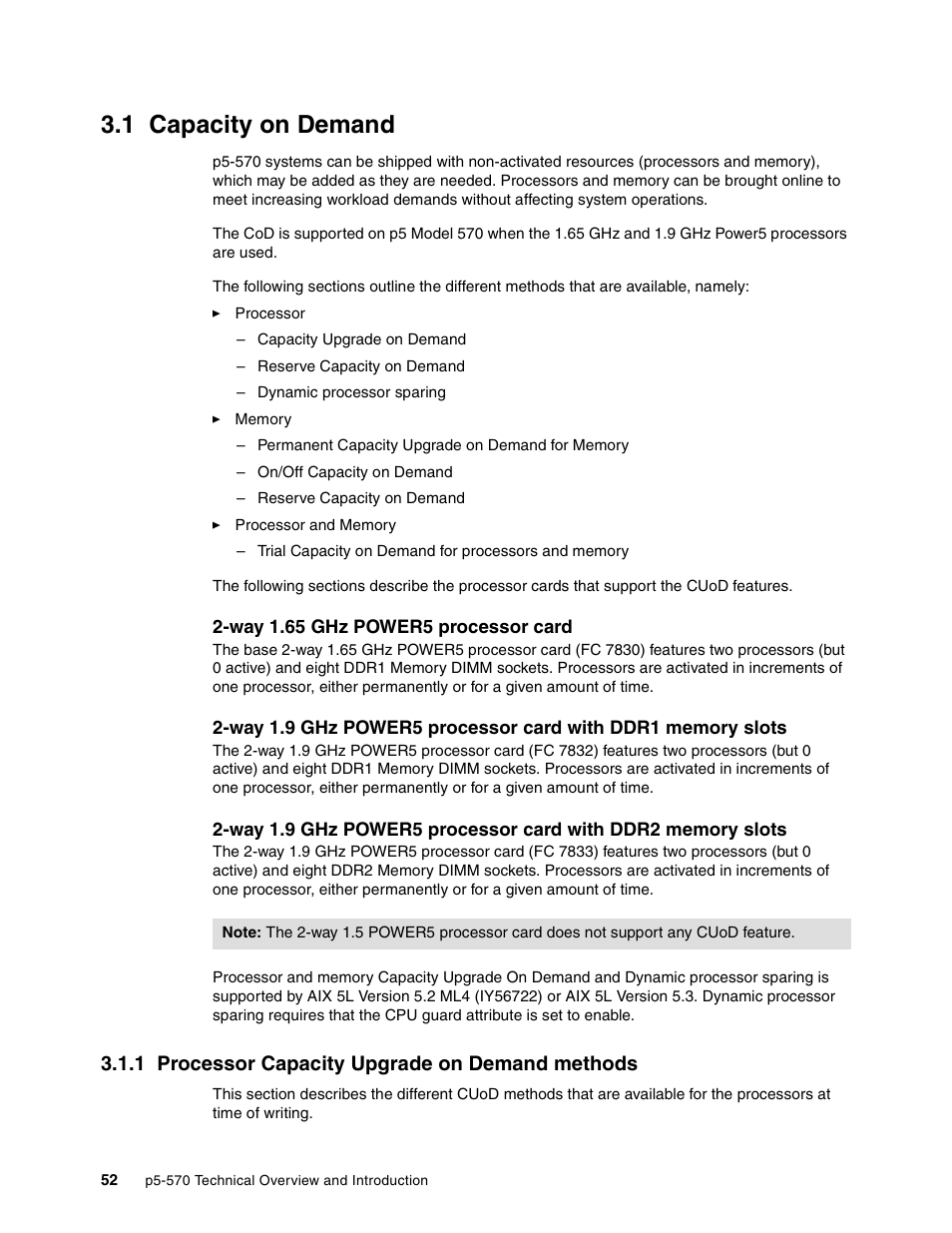 1 capacity on demand, 1 processor capacity upgrade on demand methods | IBM P5 570 User Manual | Page 64 / 82