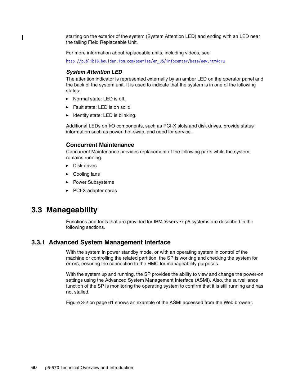 3 manageability, 1 advanced system management interface | IBM P5 570 User Manual | Page 72 / 82