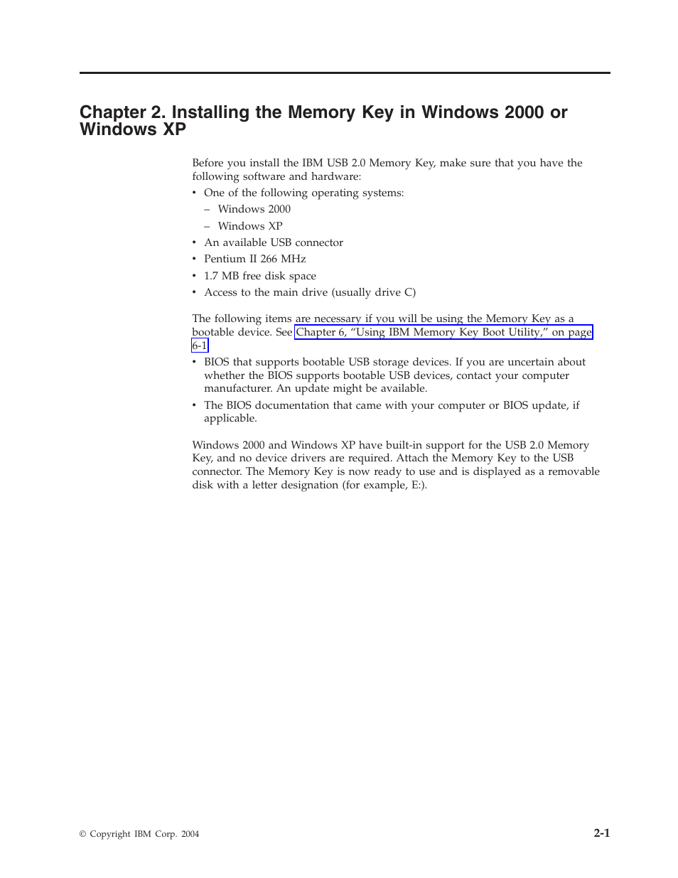 Chapter, Installing, Memory | Windows | IBM 2 User Manual | Page 11 / 72