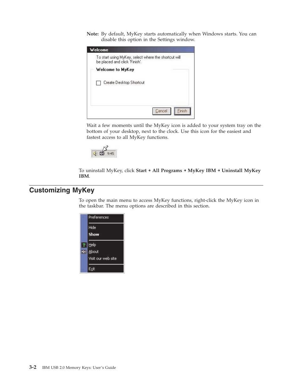 Customizing mykey, Customizing, Mykey | IBM 2 User Manual | Page 14 / 72