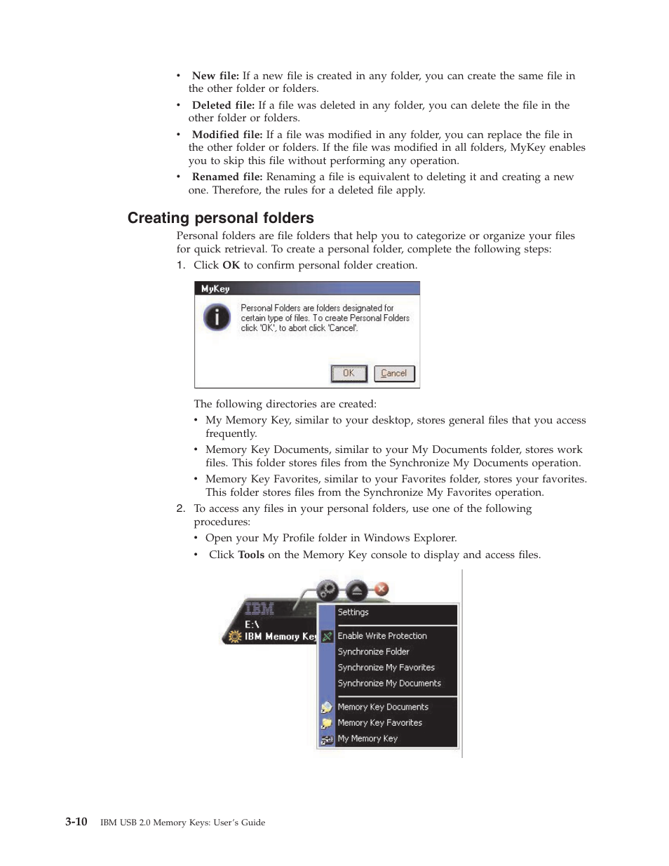 Creating personal folders, Creating, Personal | Folders | IBM 2 User Manual | Page 22 / 72