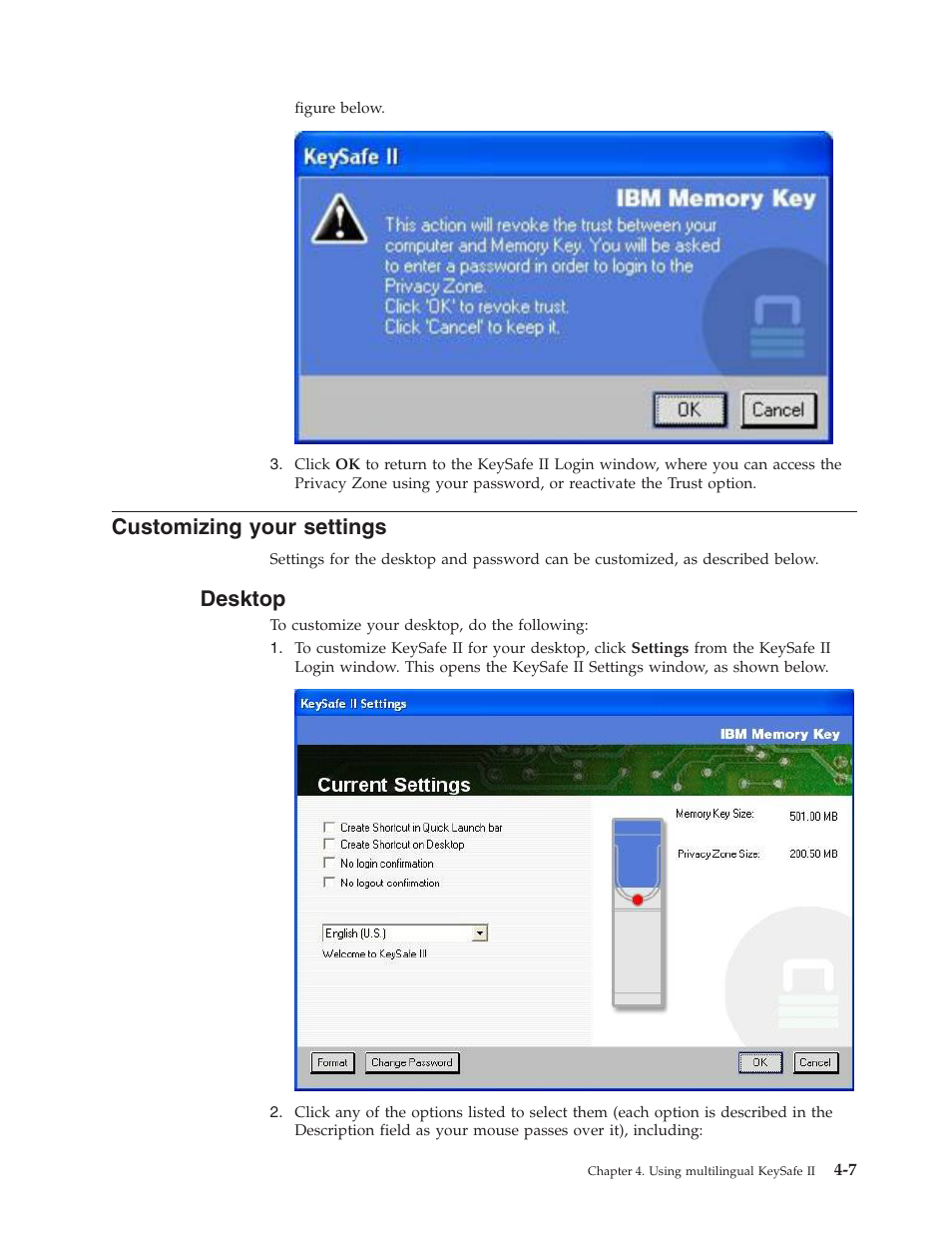 Customizing your settings, Desktop, Customizing | Your, Settings | IBM 2 User Manual | Page 31 / 72