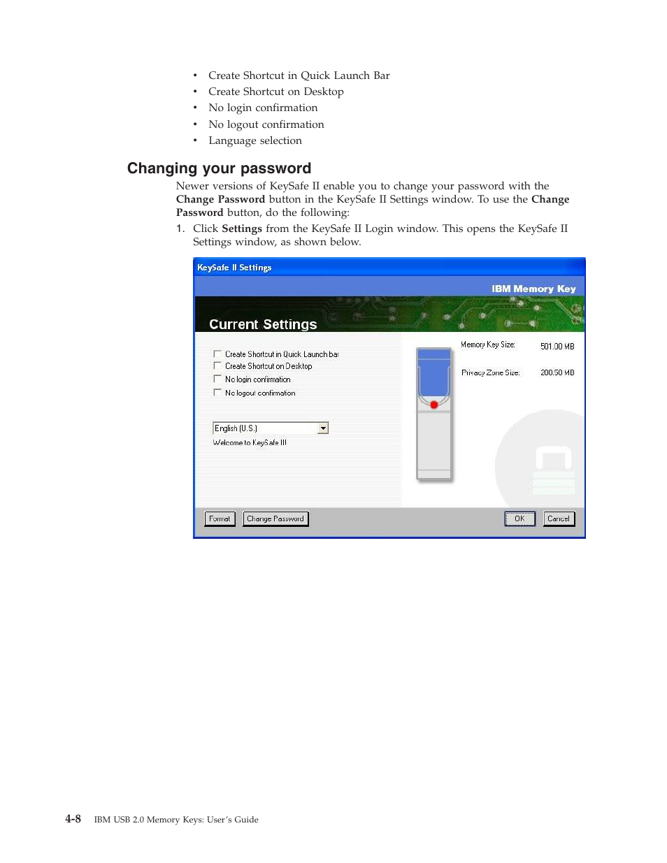 Changing your password, Changing, Your | Password | IBM 2 User Manual | Page 32 / 72