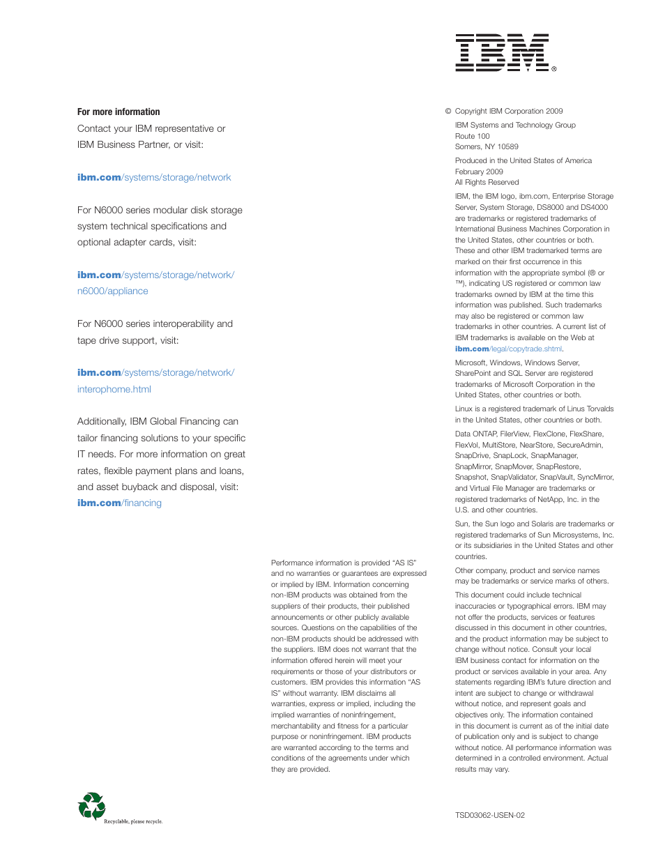 For more information | IBM System Storage N6060 User Manual | Page 6 / 6