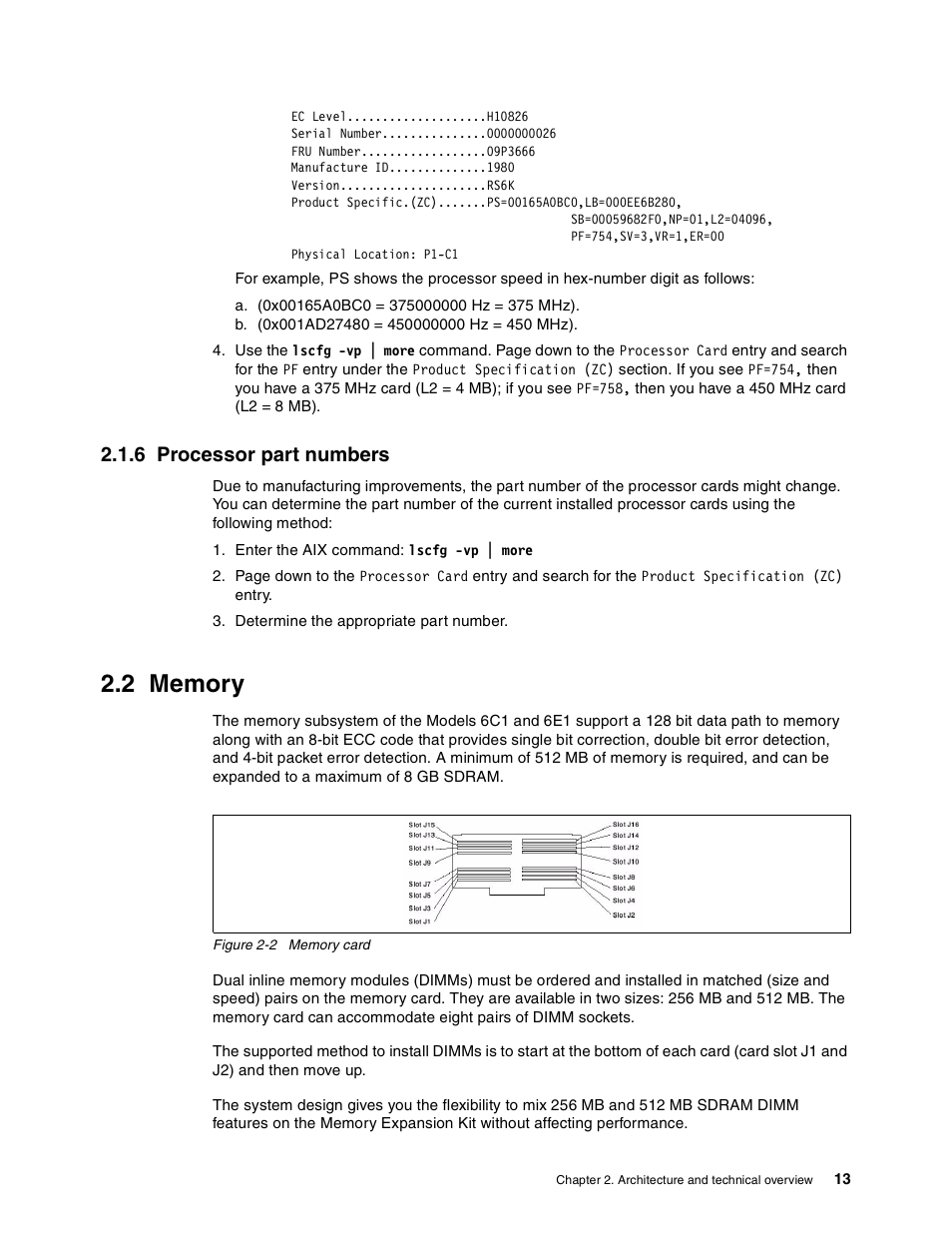 6 processor part numbers, 2 memory | IBM 610 User Manual | Page 21 / 40