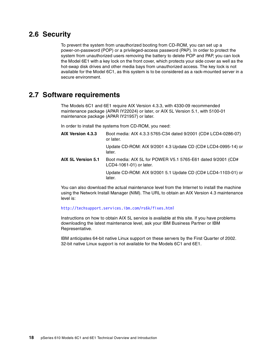 6 security, 7 software requirements, 6 security 2.7 software requirements | IBM 610 User Manual | Page 26 / 40