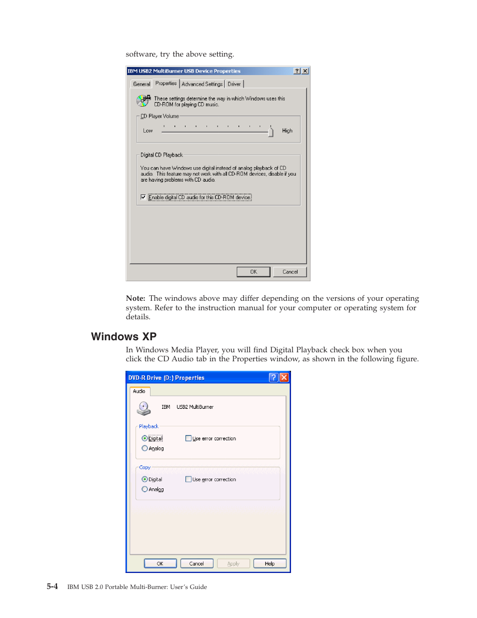 Windows xp, Windows | IBM 22P9176 User Manual | Page 34 / 76