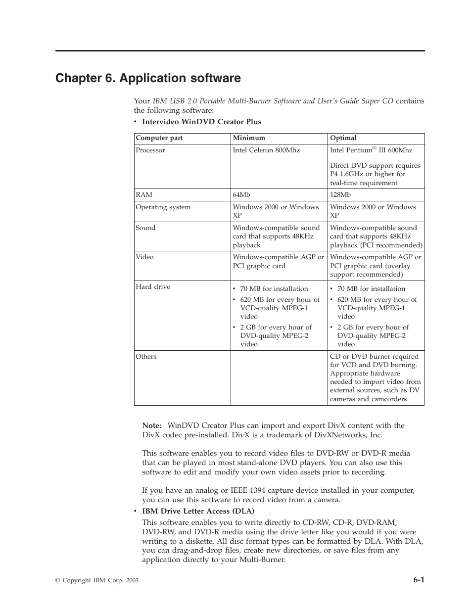 Chapter 6. application software, Chapter, Application | Software | IBM 22P9176 User Manual | Page 37 / 76