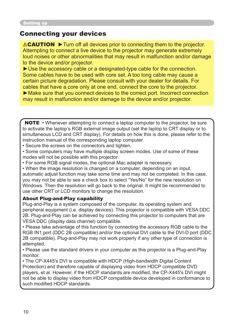 Connecting your devices | IBM CP-X445 User Manual | Page 10 / 56