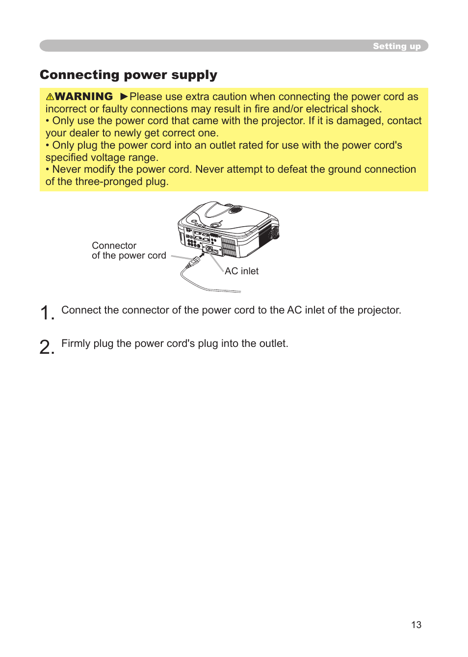 Connecting power supply | IBM CP-X445 User Manual | Page 13 / 56