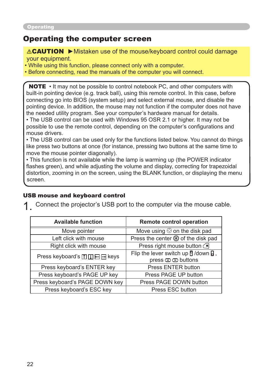 Operating the computer screen | IBM CP-X445 User Manual | Page 22 / 56