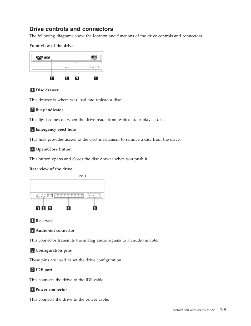 Drive controls and connectors | IBM 22P6972 User Manual | Page 13 / 46