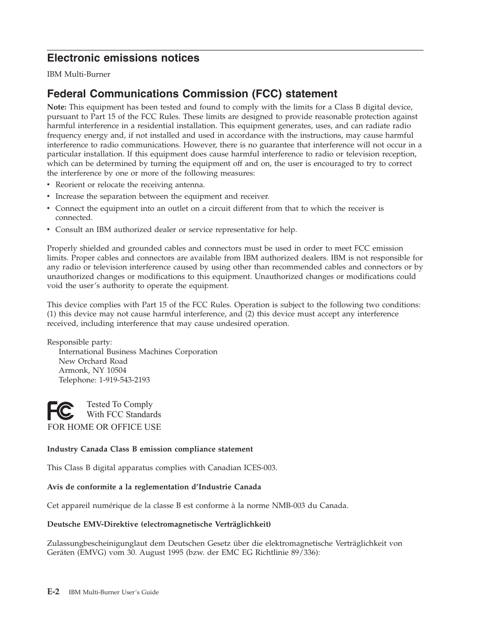 Electronic emissions notices, Federal communications commission (fcc) statement | IBM 22P6972 User Manual | Page 42 / 46