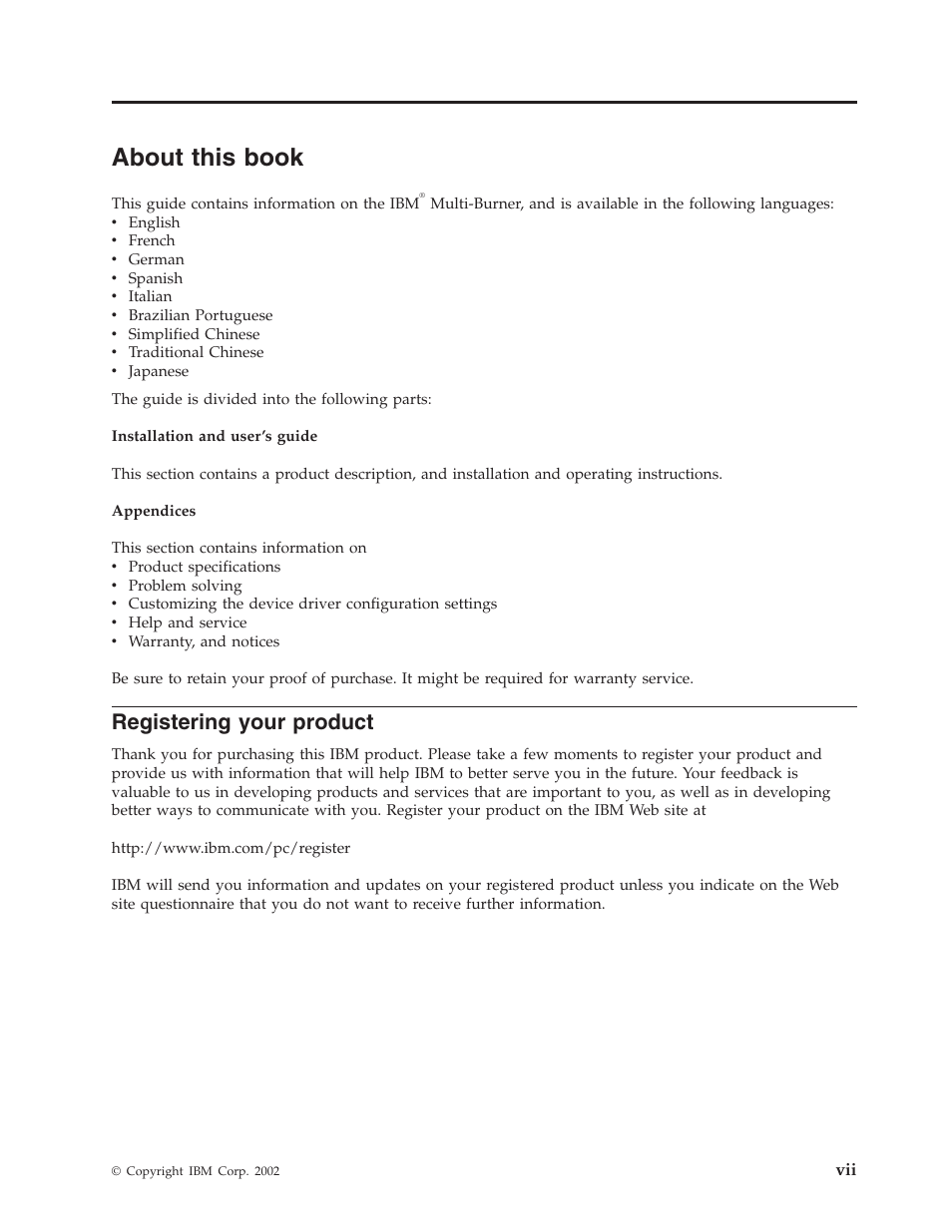 About this book, Registering your product | IBM 22P6972 User Manual | Page 9 / 46