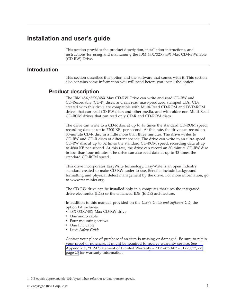 Installation and user’s guide, Introduction, Product description | IBM 48X User Manual | Page 11 / 60