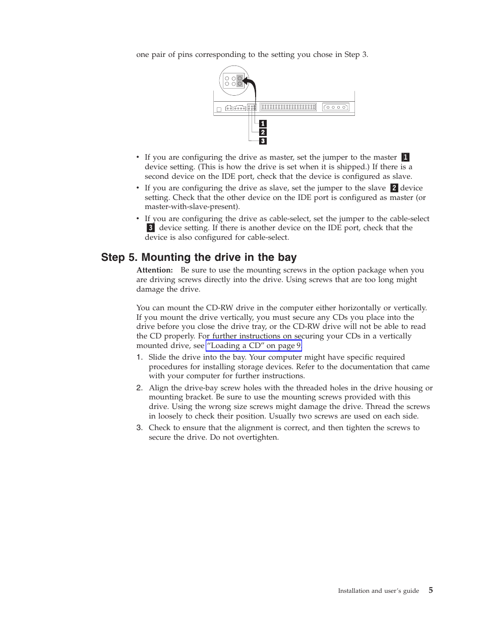 Step 5. mounting the drive in the bay | IBM 48X User Manual | Page 15 / 60