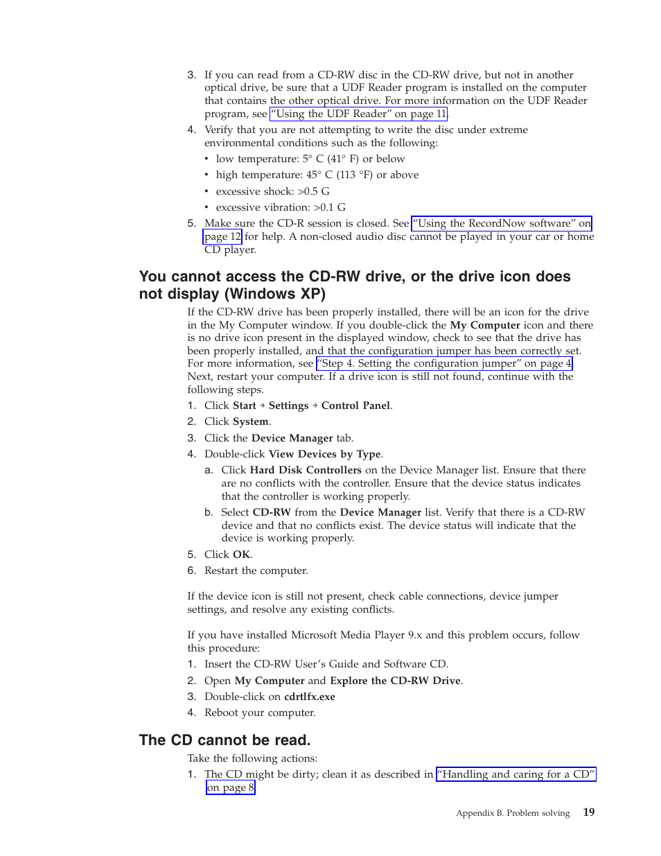 The cd cannot be read | IBM 48X User Manual | Page 29 / 60
