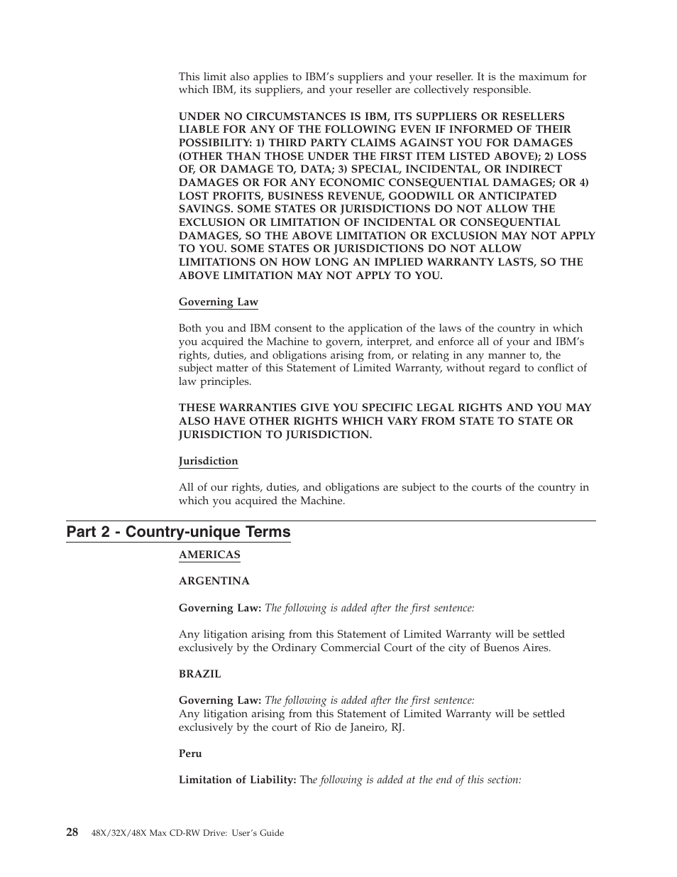 Part 2 - country-unique terms | IBM 48X User Manual | Page 38 / 60