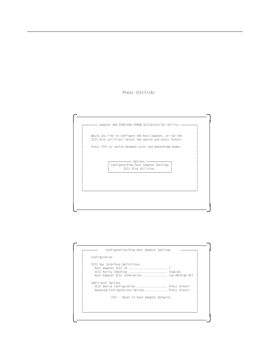 3 scsi select utility program, Press <ctrl><a | IBM SG24-4576-00 User Manual | Page 92 / 235