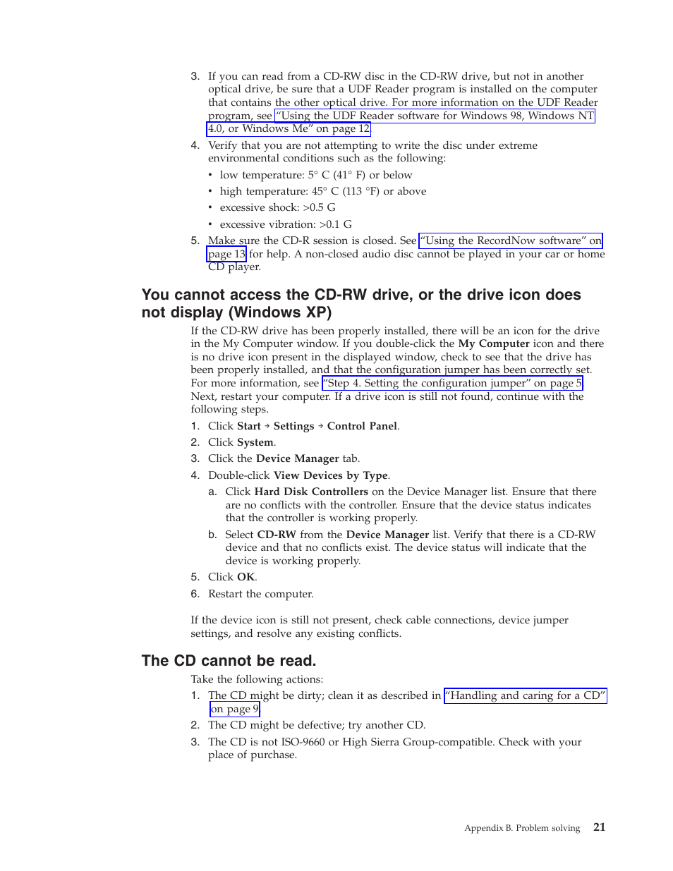 The cd cannot be read | IBM 22P6979 User Manual | Page 31 / 52