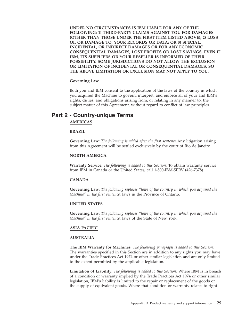 Part 2 - country-unique terms | IBM 22P6979 User Manual | Page 39 / 52