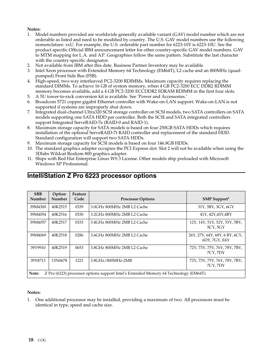 Intellistation z pro 6223 processor options | IBM SCOD-3ZVQ5W User Manual | Page 26 / 548