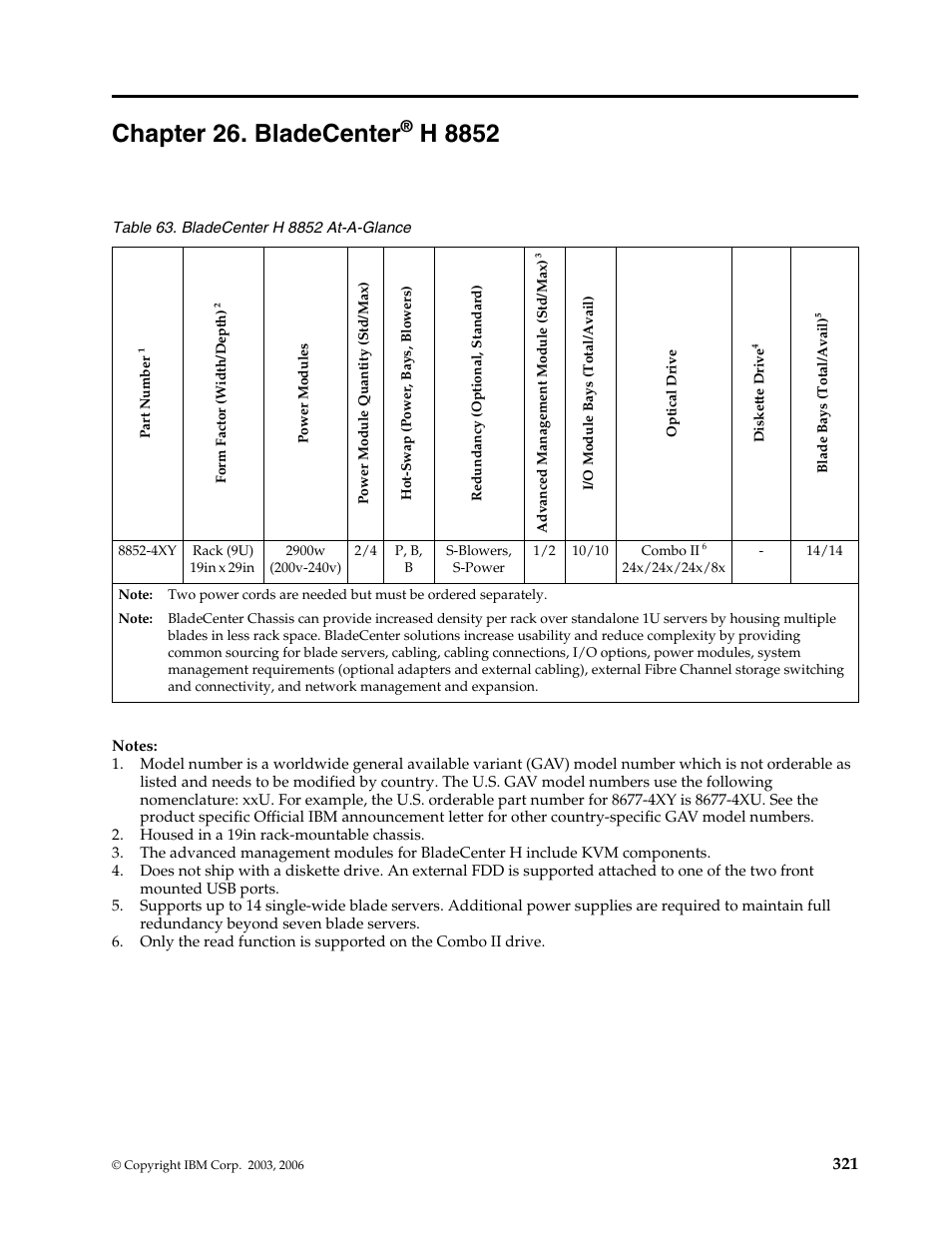 Chapter 26. bladecenter® h 8852, Chapter 26. bladecenter, H 8852 | IBM SCOD-3ZVQ5W User Manual | Page 329 / 548