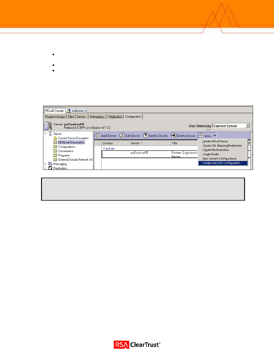 Enable domino sso, A. select the configuration tab | IBM LOTUS TEAM WORKPLACE 6.5.1 User Manual | Page 8 / 17