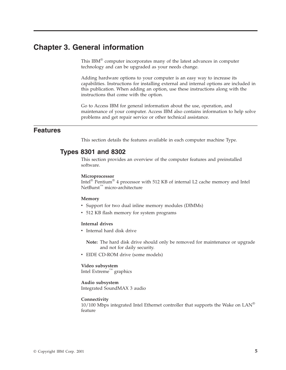Chapter 3. general information, Features, Types 8301 and 8302 | Chapter, General, Information, Types | IBM 8306 User Manual | Page 11 / 314