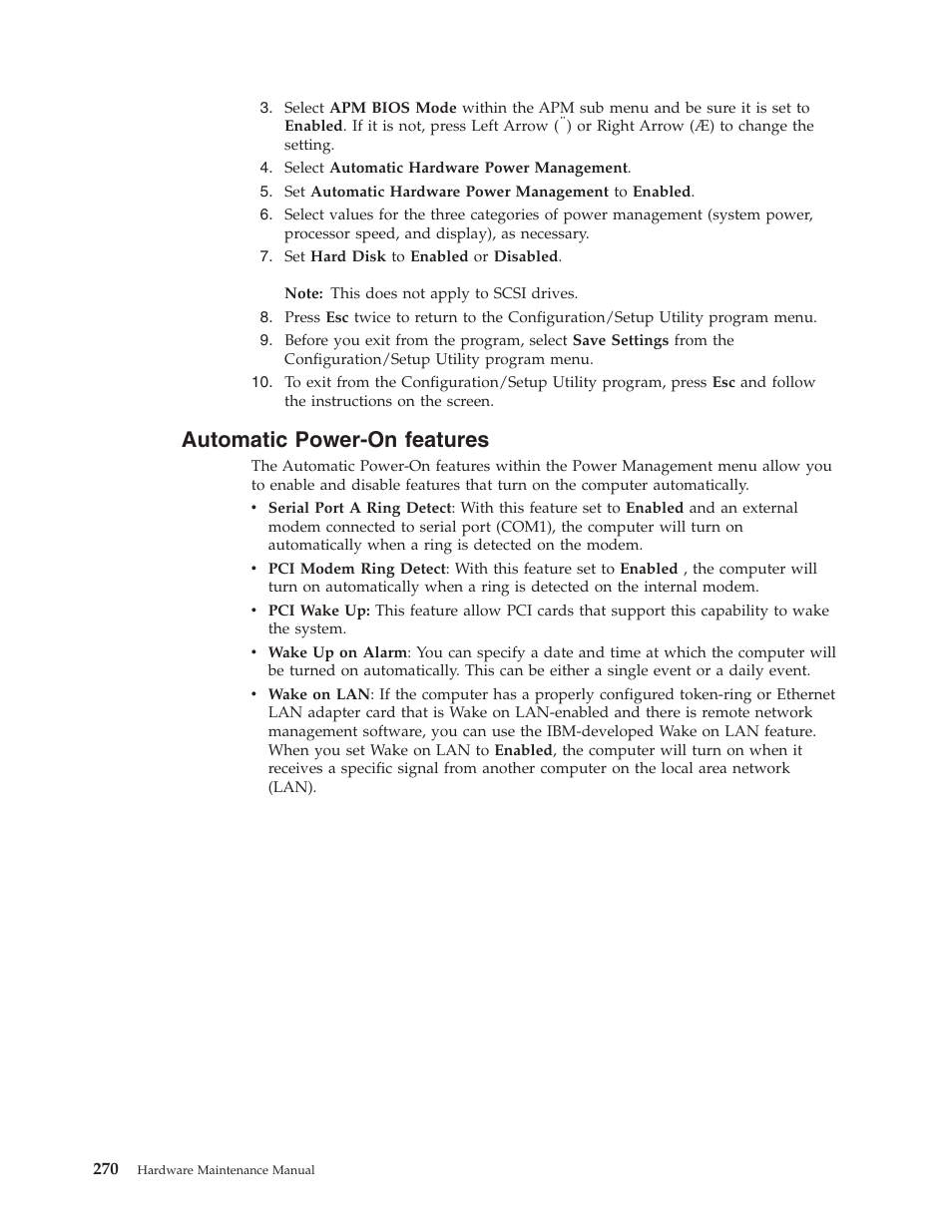 Automatic power-on features, Automatic, Power-on | Features | IBM 8306 User Manual | Page 276 / 314