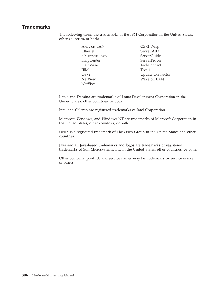 Trademarks | IBM 8306 User Manual | Page 312 / 314