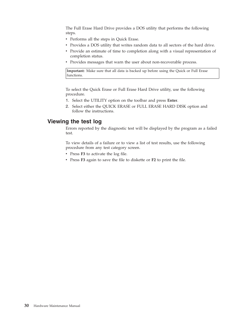 Viewing the test log, Viewing, Test | IBM 8306 User Manual | Page 36 / 314