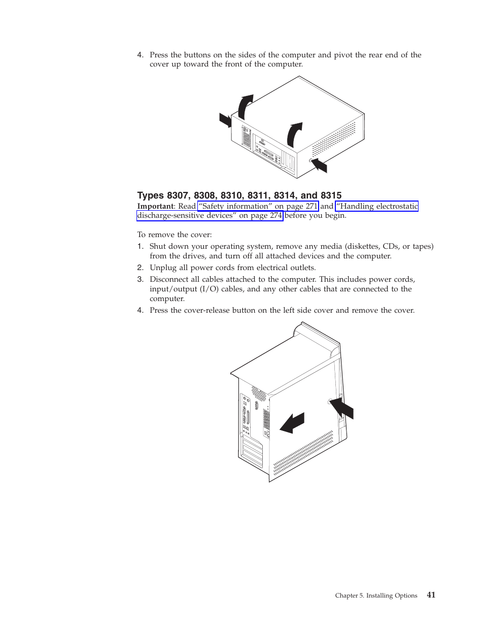 Types 8307, 8308, 8310, 8311, 8314, and 8315 | IBM 8306 User Manual | Page 47 / 314