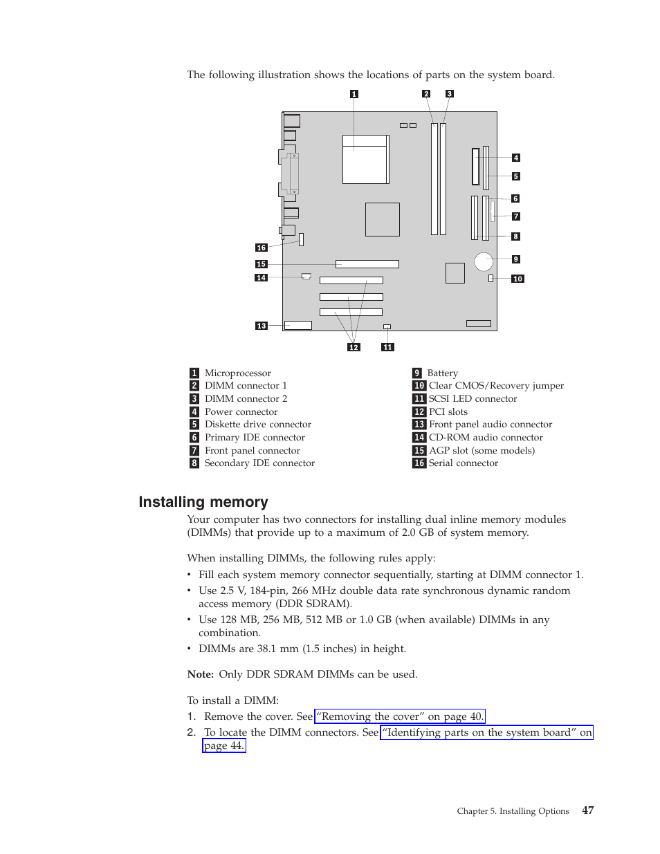 Installing memory, Installing, Memory | IBM 8306 User Manual | Page 53 / 314
