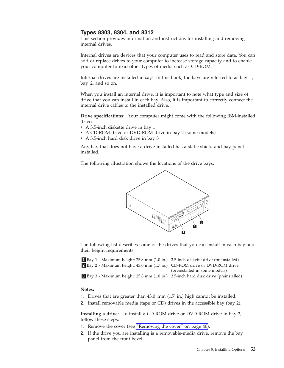 Types 8303, 8304, and 8312, Types | IBM 8306 User Manual | Page 59 / 314