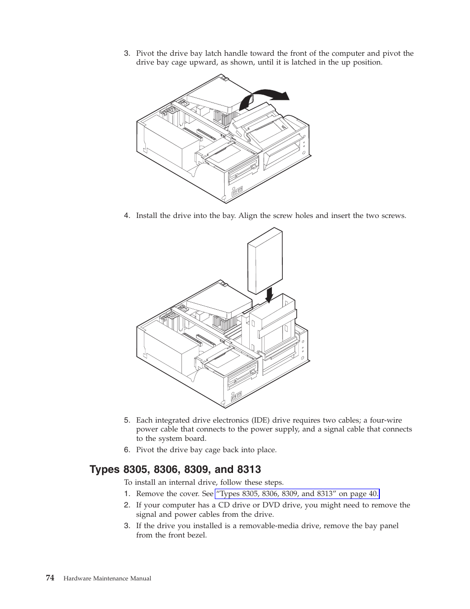 Types 8305, 8306, 8309, and 8313, Types | IBM 8306 User Manual | Page 80 / 314