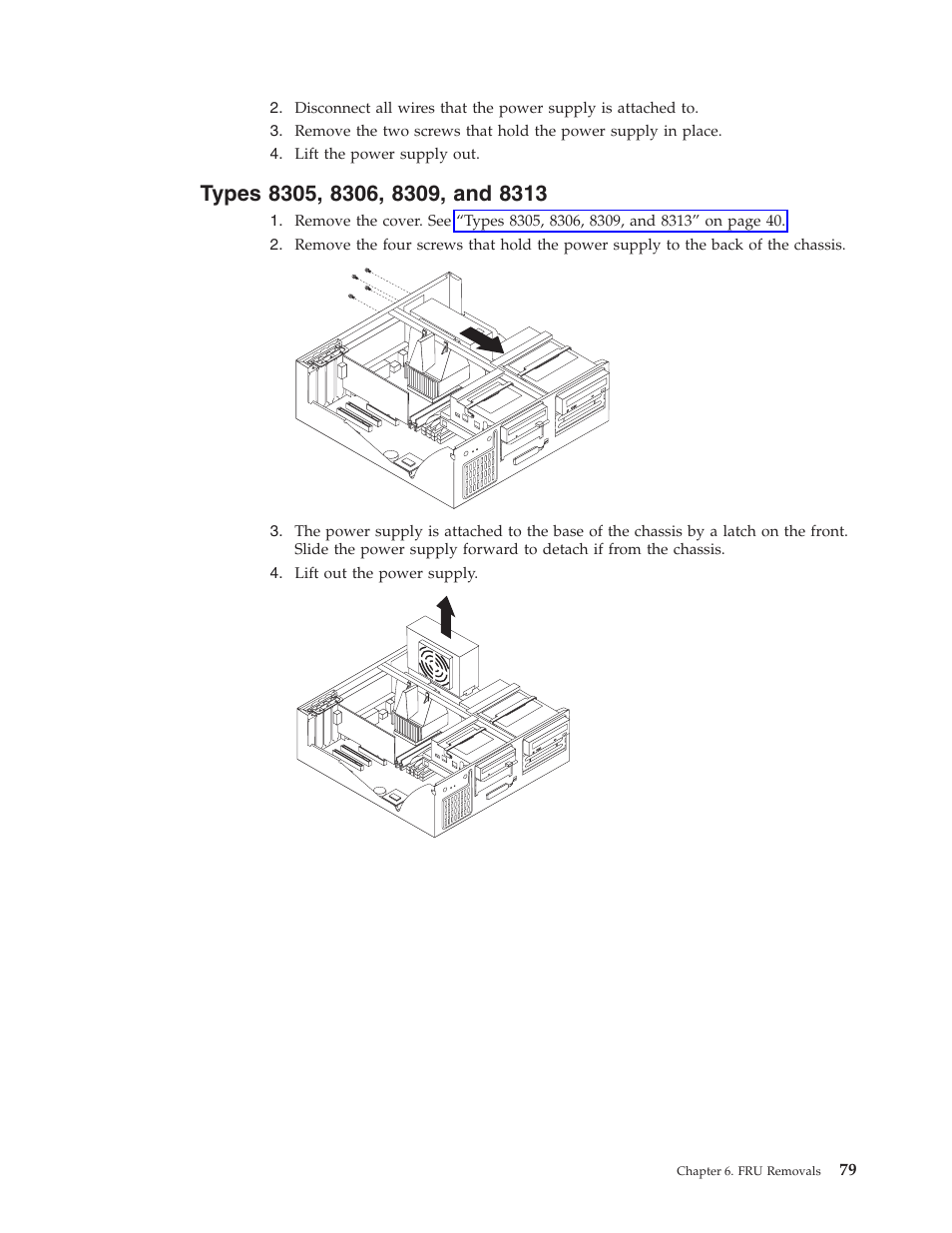Types 8305, 8306, 8309, and 8313, Types | IBM 8306 User Manual | Page 85 / 314