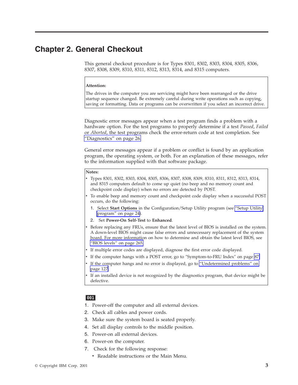 Chapter 2. general checkout, Chapter, General | Checkout | IBM 8306 User Manual | Page 9 / 314