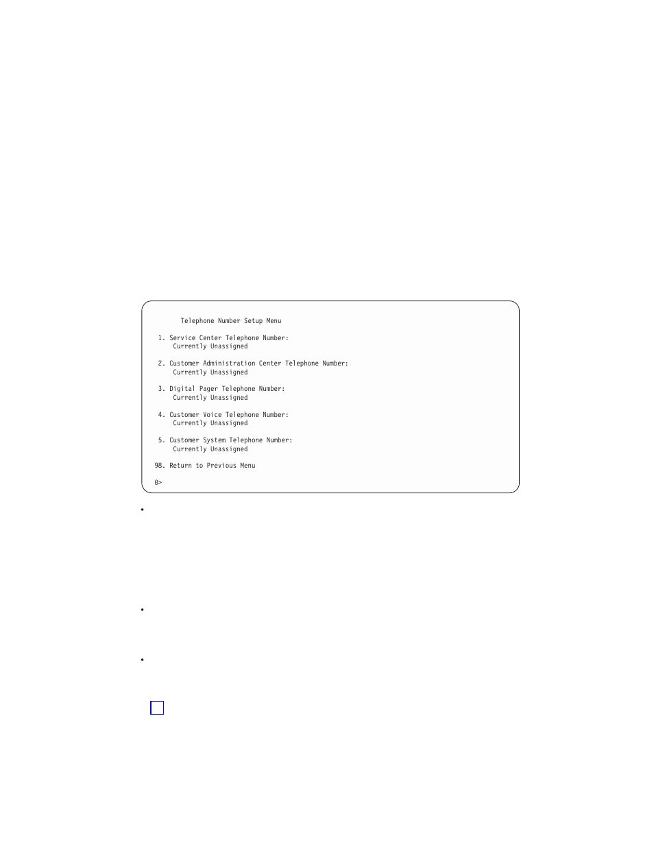 Telephone number setup menu | IBM 6C4 User Manual | Page 73 / 233