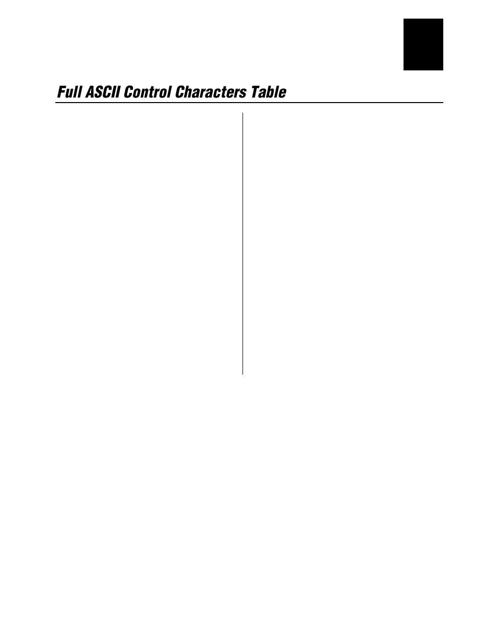 Full ascii control characters table | IBM EasyCoder 3400e User Manual | Page 131 / 150