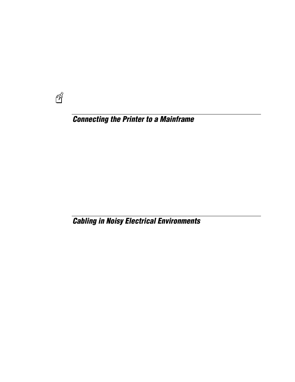 Connecting the printer to a mainframe, Cabling in noisy electrical environments | IBM EasyCoder 3400e User Manual | Page 28 / 150