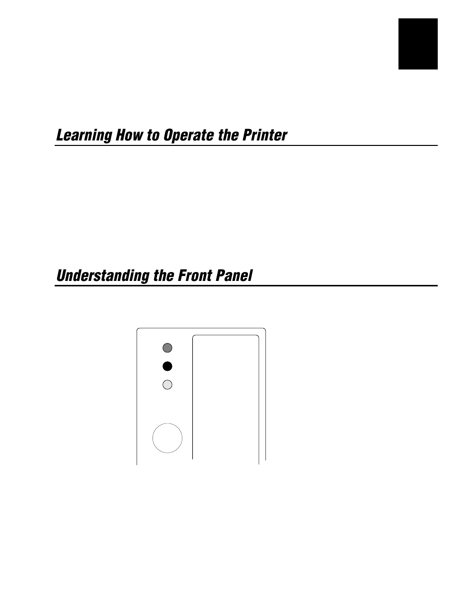 Learning how to operate the printer, Understanding the front panel | IBM EasyCoder 3400e User Manual | Page 35 / 150