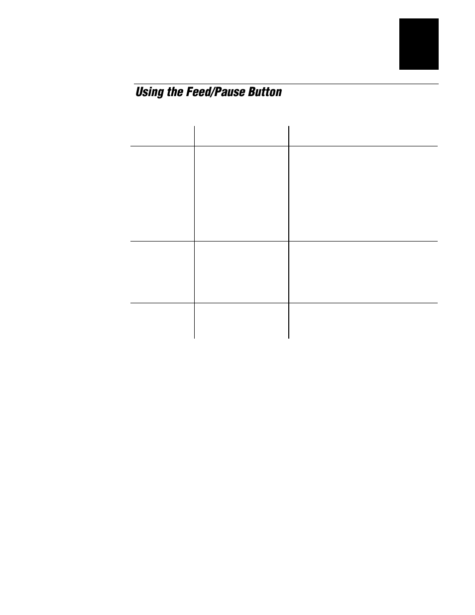 Using the feed/pause button | IBM EasyCoder 3400e User Manual | Page 37 / 150