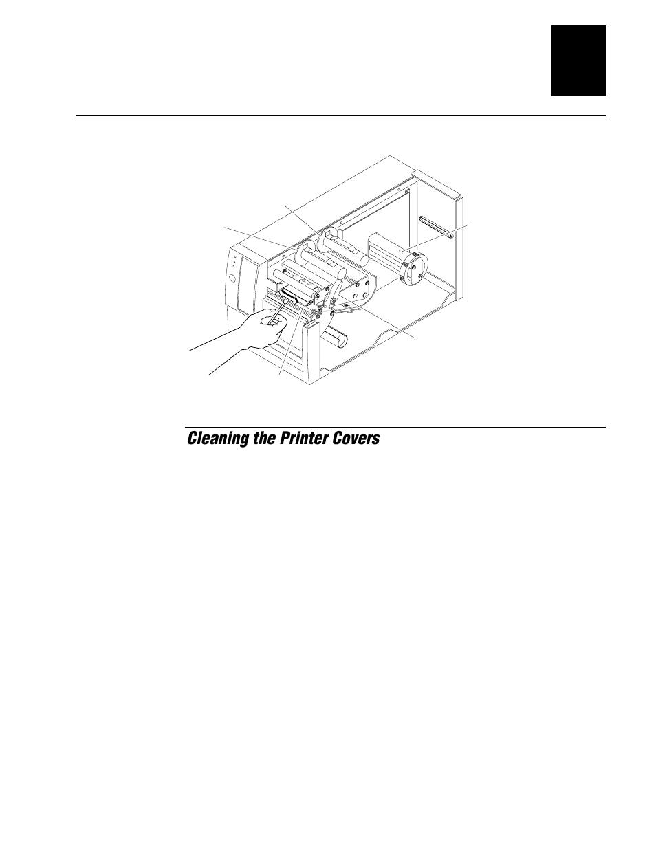 Cleaning the printer covers, Nugfont, Maintaining the printer 3-7 | Cleaning the printhead | IBM EasyCoder 3400e User Manual | Page 57 / 150