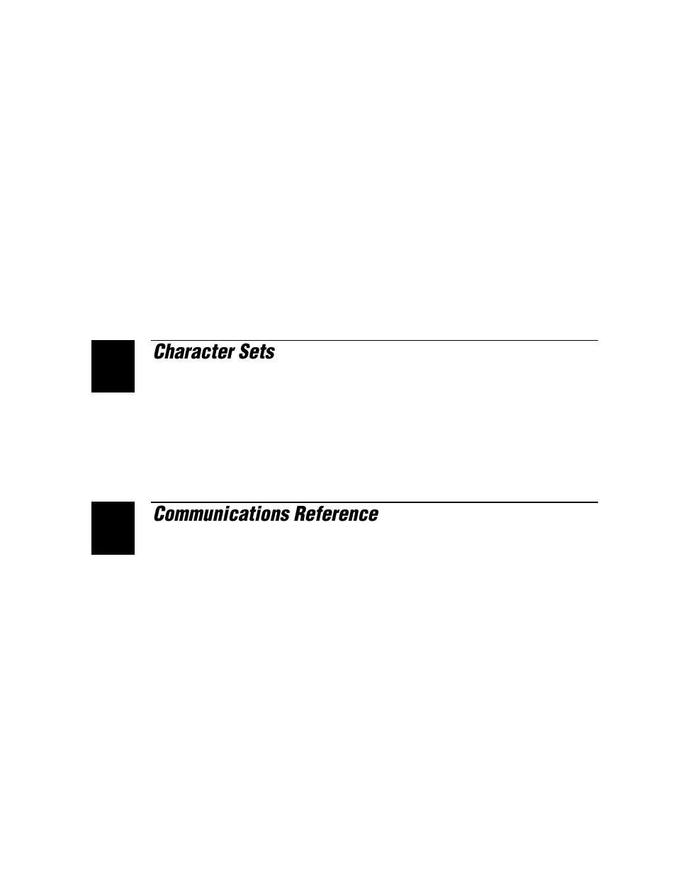 Character sets, Communications reference | IBM EasyCoder 3400e User Manual | Page 6 / 150